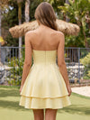 Satin A-Line Sweetheart Mini Homecoming Dresses with Tiered Ruffles