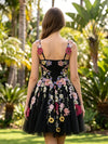 Tulle A-Line Sweetheart Mini Homecoming Dresses with Floral Embroidery