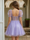 Tulle A-Line Sweetheart Mini Homecoming Dresses with Floral Embroidery