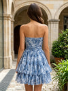 Chiffon Floral A-Line Sweetheart Mini Homecoming Dresses with Tiered Ruffles