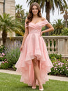 Chiffon A-Line Off the Shoulder Mini Homecoming Dresses with Pleats