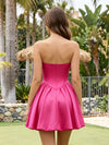 Satin A-Line Sweetheart Mini Homecoming Dresses with Pleats