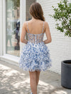 Chiffon Floral A-Line Spaghetti Straps Mini Homecoming Dresses with Ruffles