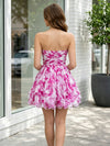 Chiffon Floral A-Line Sweetheart Mini Homecoming Dresses with Ruffles