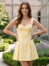 Satin A-Line Sweetheart Mini Homecoming Dresses with Pleats