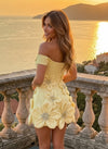 Romantic Full Floral Embellished Off The Shoulder Corset Boned Rhinestone 3D Floral Appliques Flared A-Line Short Homecoming Dresses