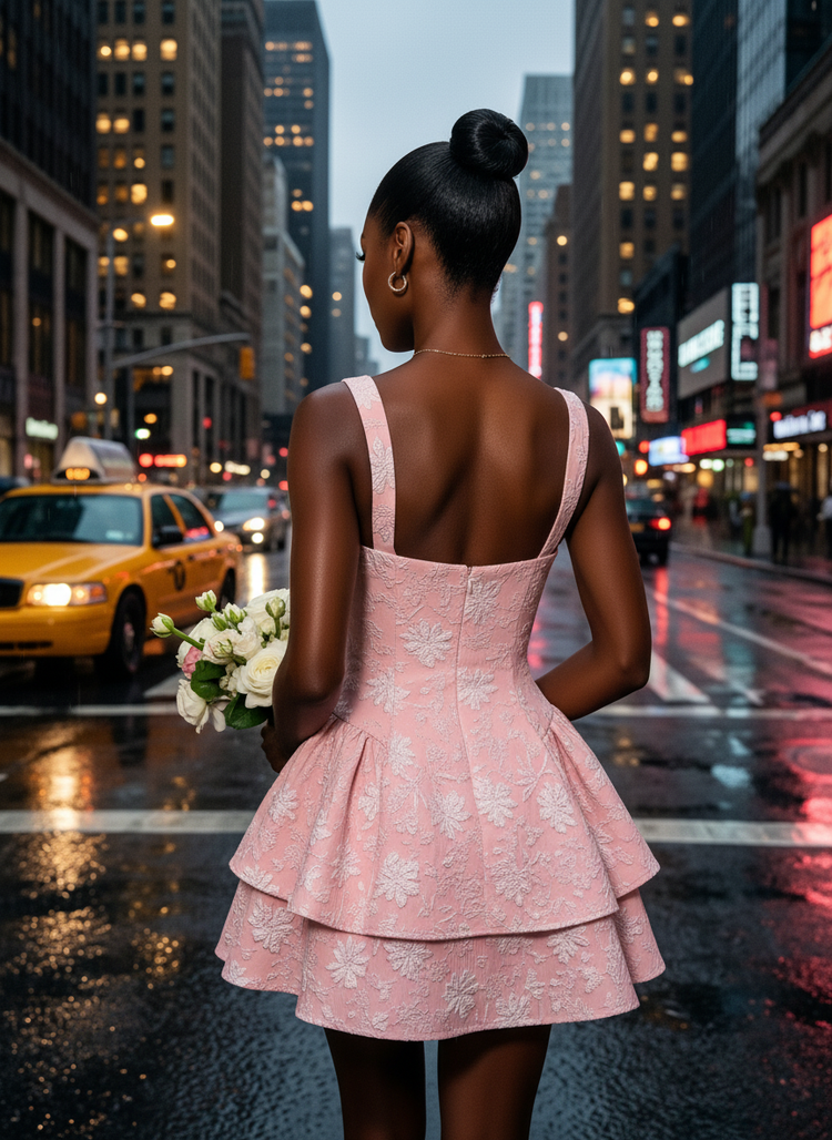 Jacquard A-Line Sweetheart Mini Homecoming Dresses with Tiered Ruffles
