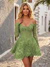 Lace Appliques A-Line Off the Shoulder Mini Homecoming Dresses with Beadings
