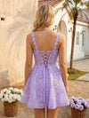 Tulle A-Line Spaghetti Straps Mini Homecoming Dresses with Applique