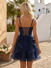 Tulle A-Line Spaghetti Straps Mini Homecoming Dresses with Sequin