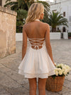 Satin A-Line Halter Mini Homecoming Dresses with Pleats
