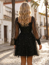Tulle A-Line Boat Neck  Mini Homecoming Dresses with Sequin