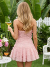 Tulle A-Line Strapless Mini Homecoming Dresses with 3D Flowers