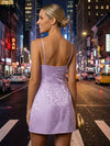 Jacquard A-Line Spaghetti Straps Mini Simple Homecoming Dresses