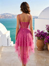 Tulle A-Line Spaghetti Straps Mini Homecoming Dresses with 3D Flowers