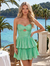 Metallic Satin A-Line Sweetheart Mini Homecoming Dresses with Tiered Ruffles