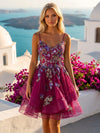 Tulle A-Line Spaghetti Straps Mini Homecoming Dresses with Ruffles
