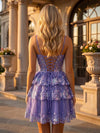 Tulle A-Line Spaghetti Straps Mini Homecoming Dresses with Tiered Ruffles