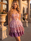 Sequin A-Line Spaghetti Straps Mini Homecoming Dresses with Tiered Ruffles