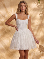 Lace Appliques A-Line Spaghetti Straps Mini Homecoming Dresses with Corset
