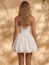 Satin A-Line Strapless Mini Homecoming Dresses with Pleated