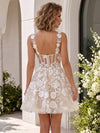 Tulle A-Line Spaghetti Straps Mini Homecoming Dresses with Lace Applique