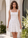 Tulle A-Line Spaghetti Straps Mini Homecoming Dresses with Lace Applique