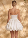 Satin A-Line Strapless Mini Homecoming Dresses with Pleated