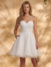 Chiffon A-Line Strapless Mini Homecoming Dresses with Pleated