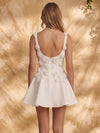 Satin A-Line Square Neck Mini Homecoming Dresses with 3D Flowers
