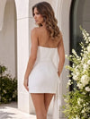 Satin Mermaid Strapless Mini Homecoming Dresses with Ruffles
