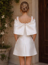 Satin A-Line Off the Shoulder Short Homecoming Dresses with 3D Flowers