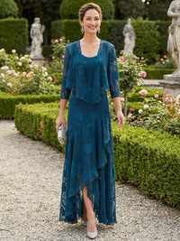 Jacquard Two Piece Ruffles Long Mother of the Bride Dresses