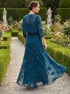 Chiffon Jacquard Ruffles 2 Pieces Mother of the Bride Dresses with Caps