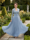Lace Applique 2 Pieces Pleated Mother of the Bride Dresses with Jacket