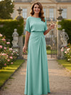 Chiffon Crew Neck Short Sleeves Pleated Mother of the Bride Dresses
