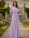 Chiffon Crew Neck Short Sleeves Pleated Mother of the Bride Dresses