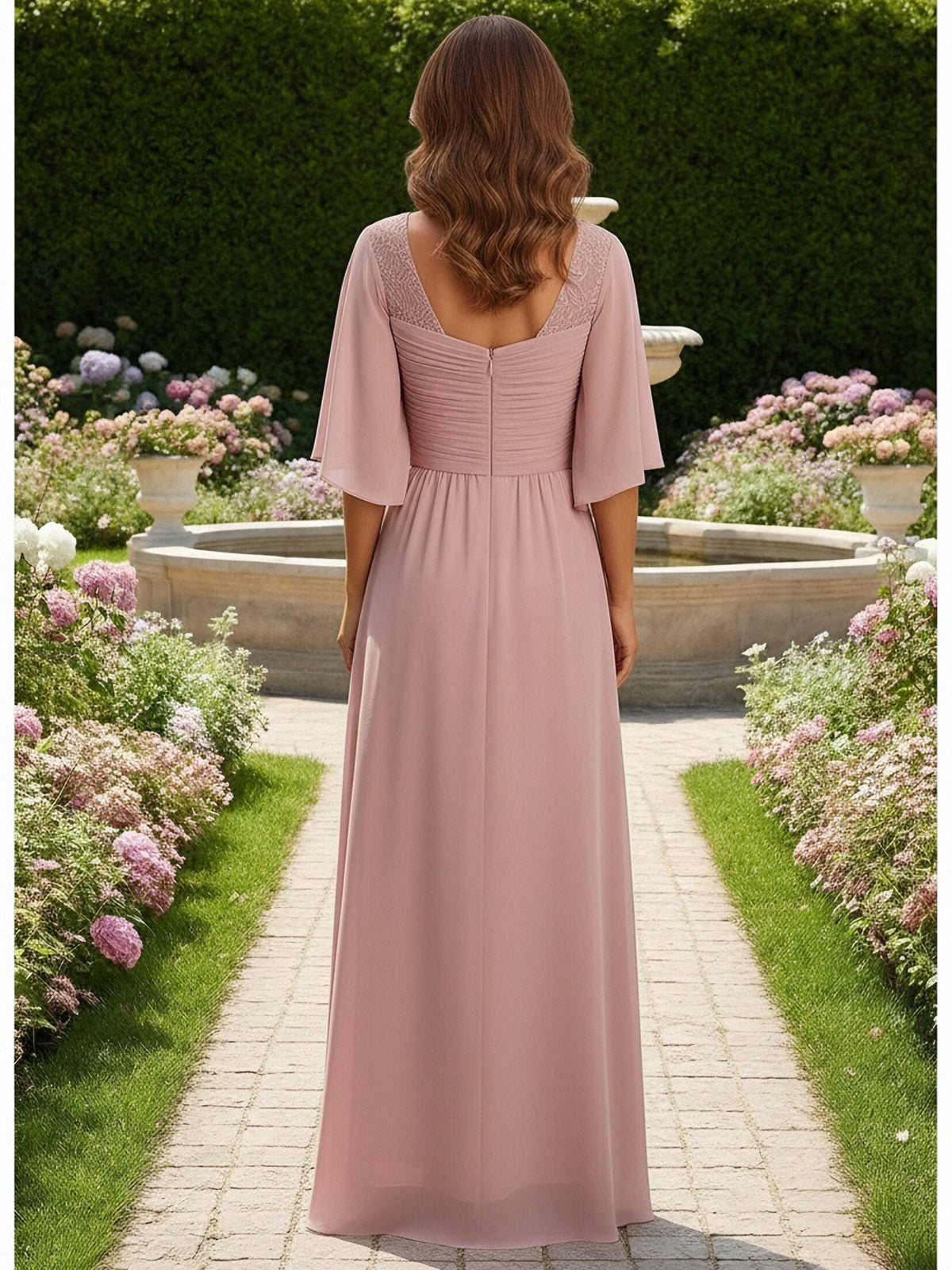Sweetheart Chiffon Short Sleeves Mother of the Bride Dresses with Pleated