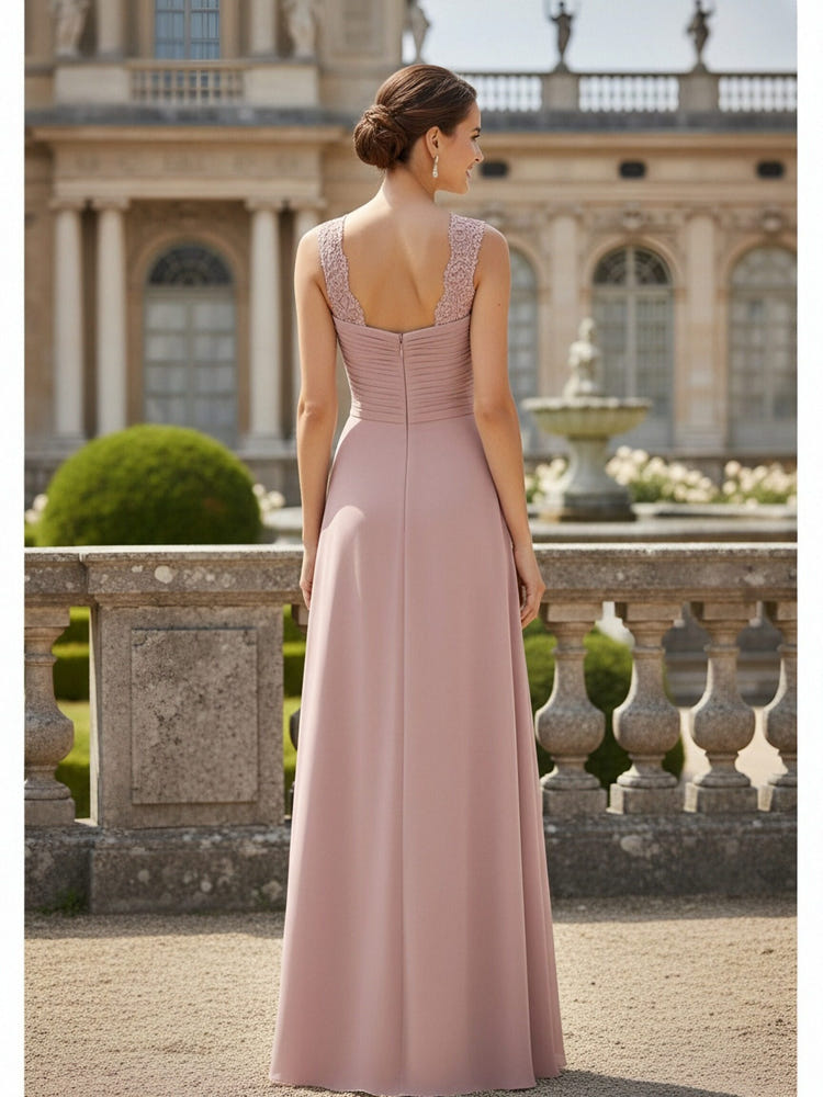 Spaghetti Straps Chiffon Sleeveless Mother of the Bride Dresses with Slit