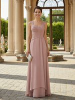 Spaghetti Straps Chiffon Sleeveless Mother of the Bride Dresses with Slit