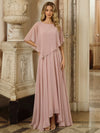 Chiffon Crew Neck Beaded Mother of the Bride Dresses with Caps