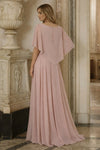 Chiffon Crew Neck Beaded Mother of the Bride Dresses with Caps