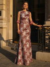 Boat Neck Jacquard Mother of the Bride Dresses with Shawl