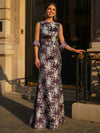 Boat Neck Jacquard Mother of the Bride Dresses with Shawl