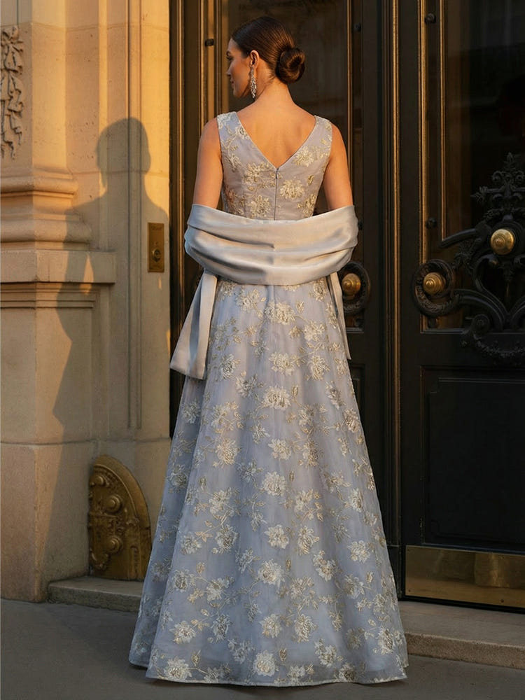 Boat Neck A Line Mother of the Bride Dresses with Satin Shawl