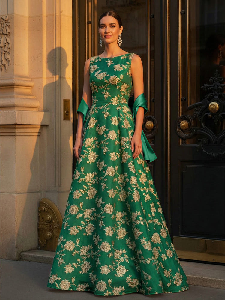 Boat Neck A Line Mother of the Bride Dresses with Satin Shawl
