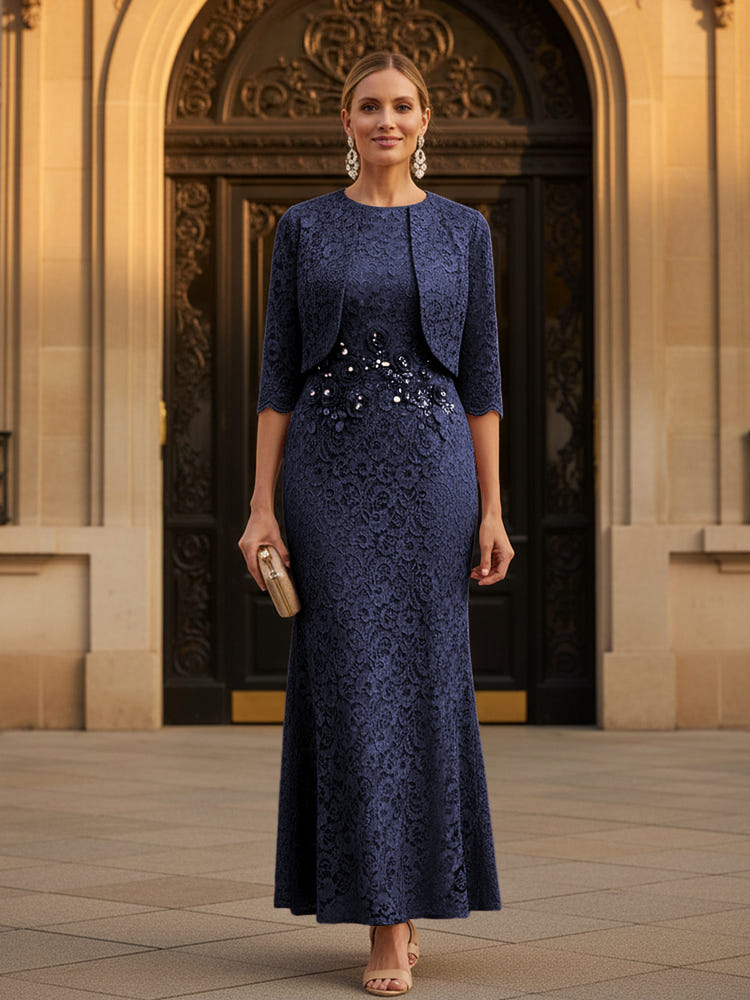 Round Neck Sheath 2 Pieces Mother of the Bride Dresses