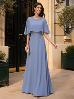 Round Neck Chiffon Mother of the Bride Dresses with Caps