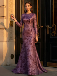 Round Neck Satin Mother of the Bride Dresses with Sleeves