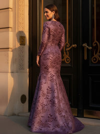 Round Neck Satin Mother of the Bride Dresses with Sleeves